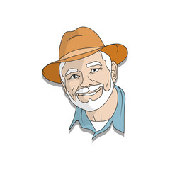 illustration of an elderly man in a hat