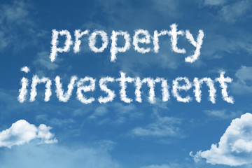 Property Investment cloud word with a blue sky