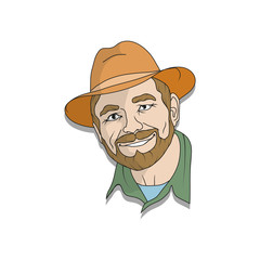 illustration of an elderly man in a hat