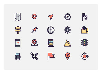 navigator icon set vector.line vector.