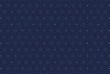 麻の葉の和柄（インディゴ）