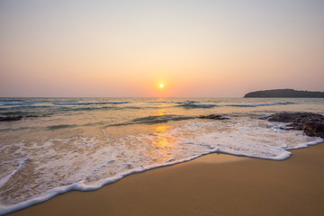 Fototapeta na wymiar Sunset tropical beach on the island in Cambodia