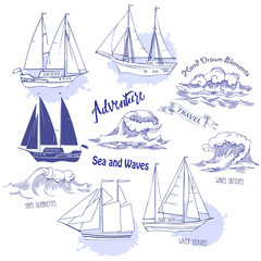 Background with ships and waves