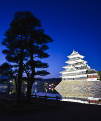 Matsumoto Castle with twillight reflection, Japan