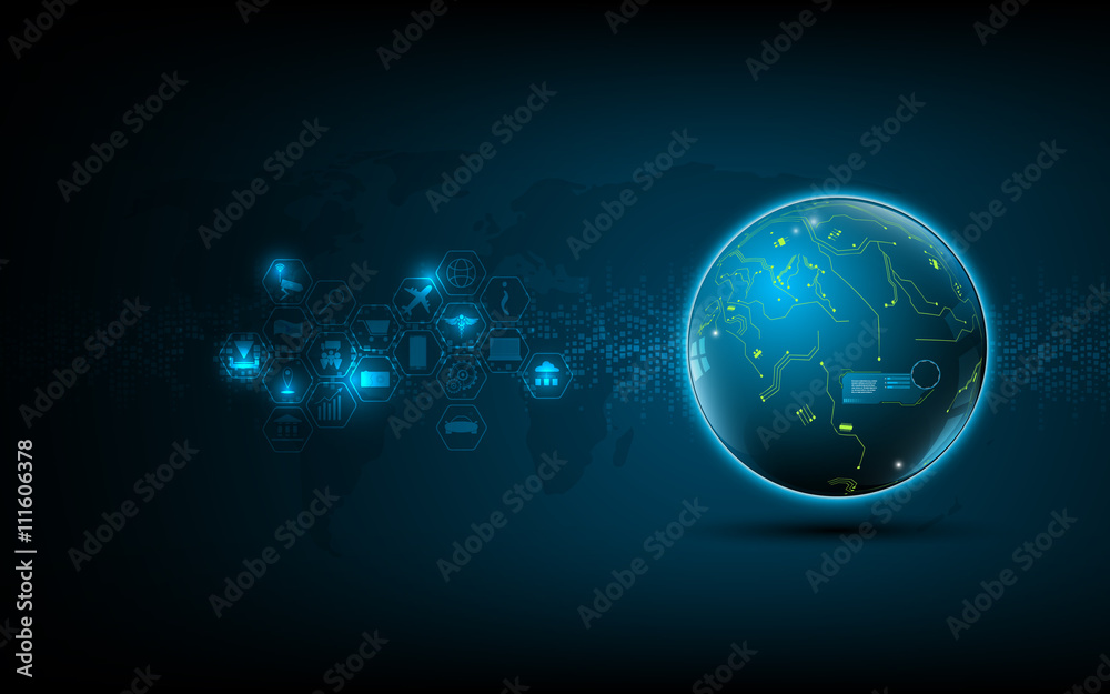 Sticker abstract global network technology innovation concept background - Stickers