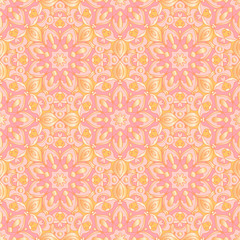 Fototapeta na wymiar Seamless pattern. Decorative pattern in beautiful pink and golden colors with gradients. Vector background