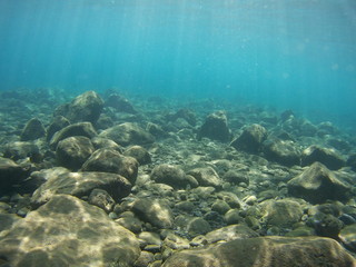 Underwater landmark and part of the main land. Amed village, Bali, Indonesia