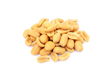 Roasted salted peanuts isolated on a white background 