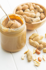 Creamy peanut butter and peanuts.