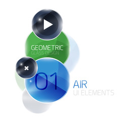 Abstract glass circles with sample text. Option info banner