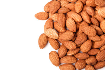 peeled almonds isolated on a white background 