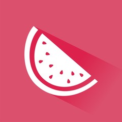Icono de sandía sobre fondo rojo
