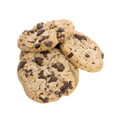 Chocolate chip cookies isolated on white background