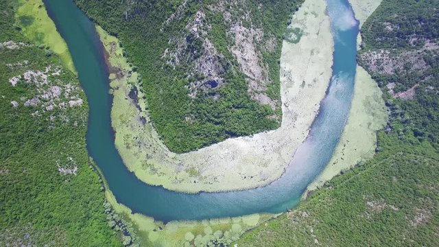 Canyon of river Crnojevica, Montenegro, aerial view.
