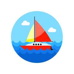 Boat with a Sail icon. Summer. Vacation