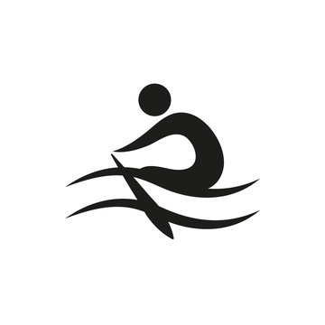 Rowing icon monochrome on white background