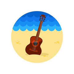 Guitar Beach icon. Summer. Vacation