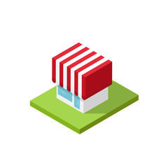 Obraz premium Shop isometric vector illustration isolated on white background, 3d store building simple