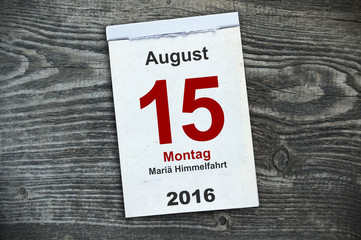 Kalender Abreißkalender mit Mariä Himmelfahrt 2016