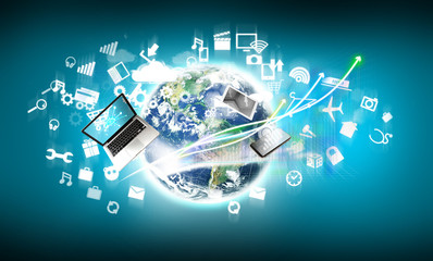 Modern technology in hand. Elements of this image furnished by  NASA