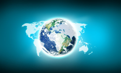 Modern technology in hand. Elements of this image furnished by  NASA