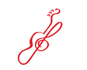 Fototapeta premium Modern Music Logo - Classic Guitar Course Symbol