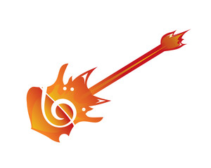 Modern Music Logo - Hot Guitar Rock Star Symbol