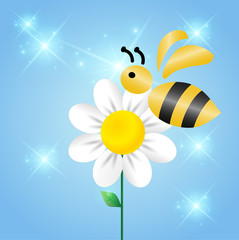 Fototapeta na wymiar Merry bee on a flower