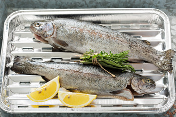 Rainbow trout ready to be grilled