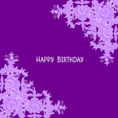 Floral frame greeting card. Happy Birthday. Your text.