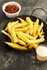 French fries with sauces