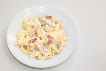 Creamy baked macaroni and cheese.