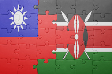 puzzle with the national flag of kenya and taiwan.