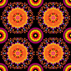 Seamless pattern Suzani is a type of embroidered