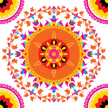 Seamless pattern Suzani is a type of embroidered