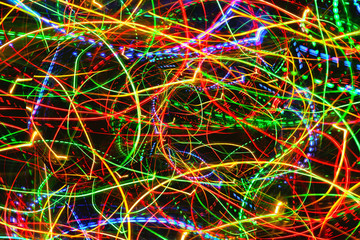 Motion neon glowing lights lines