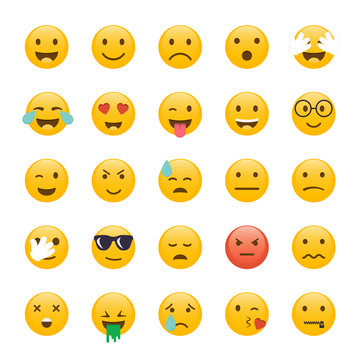 Set of Emoticons. Emoji flat design, avatar design. Vector illus