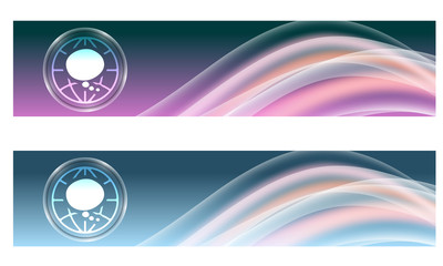 Fototapeta premium Set of two banners with colored rainbow and speech bubble
