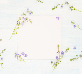 Scrapbooking page with blue flowers