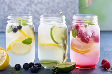 Variety of lemonade in jars