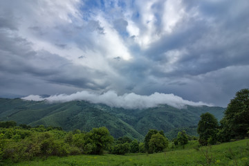 Fototapeta premium beauty landscape with vapor over the mountain