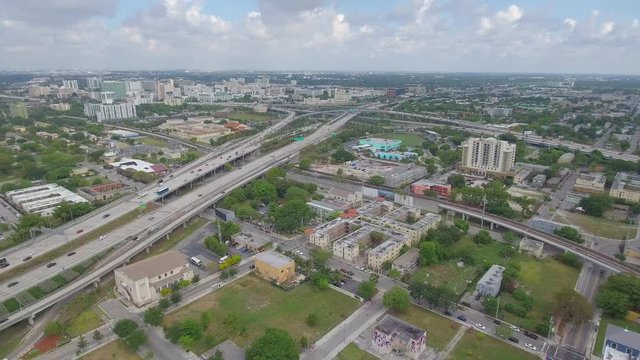 Aerial drone video of I95 and Overtown