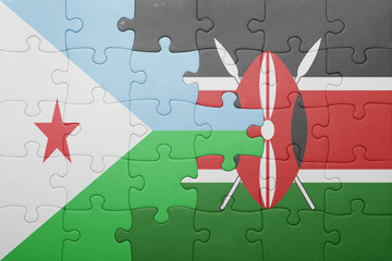 puzzle with the national flag of kenya and djibouti.