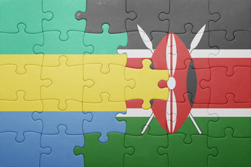 puzzle with the national flag of kenya and gabon.