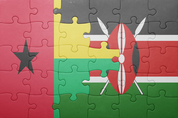 puzzle with the national flag of kenya and guinea bissau.