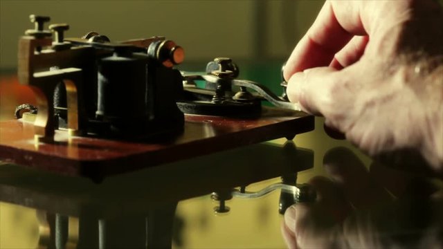 shallow DOF of a telegraph sending morse code