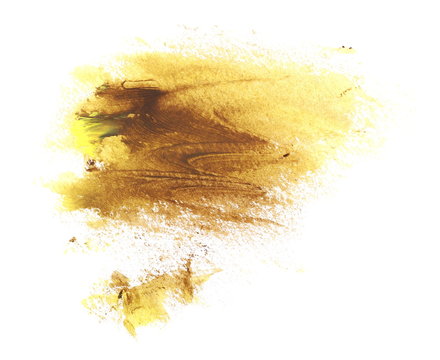 photo yellow brown grunge brush strokes oil paint isolated on white background
