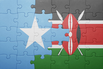 puzzle with the national flag of kenya and somalia.