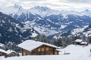 Österreich, Vorarlberg, Montafon, Silbertal, Häuser auf dem Kr