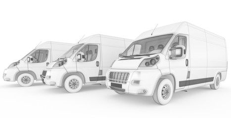 Isolated sketch white vans with white background
